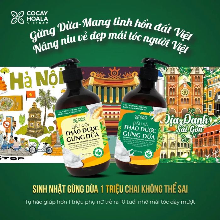 Dầu Gội Thảo Dược Gừng Dừa Cỏ Cây Hoa Lá - Hình 2