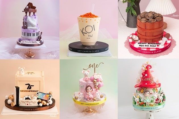 Một số mẫu bánh sinh nhật theo yêu cầu được khách hàng yêu thích tại Art Cakes.