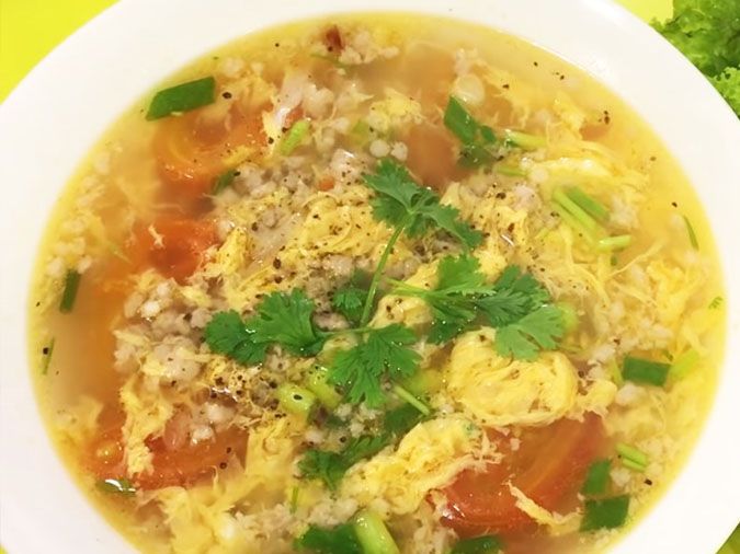 Canh Cà Chua Trứng Thịt Bằm - Hình 1