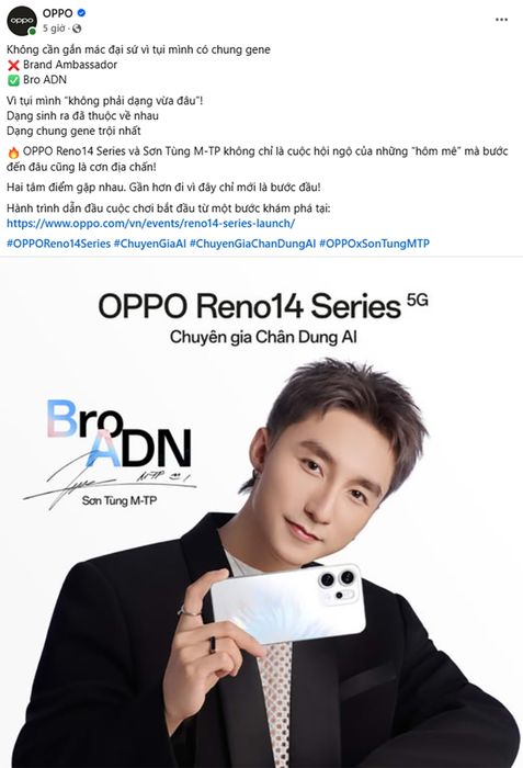 Sự trở lại của cặp đôi OPPO và Sơn Tùng M-TP cùng dòng Reno14