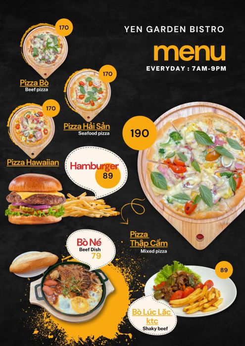 Không gian ấm cúng với ánh đèn vàng tại Yên Garden Bistro
