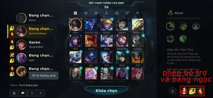 Giai đoạn chuẩn bị chiến thuật: Lựa chọn tướng - Thiết lập phép bổ trợ - Tinh chỉnh bảng ngọc (ảnh minh họa 2)