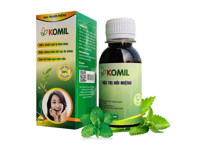 Hình ảnh chai siro Komil đặc trị hôi miệng chính hãng