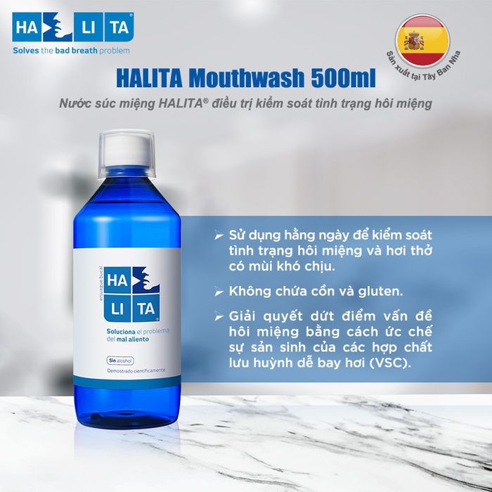 Hình ảnh thực tế chai nước súc miệng HALITA trong quá trình sử dụng