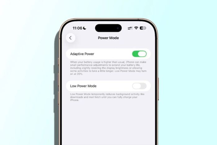 hướng dẫn sử dụng adaptive power ios 26 6