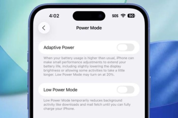 cách kích hoạt adaptive power ios 26 7