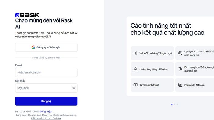 Hướng dẫn sử dụng Rask AI - Bước 1