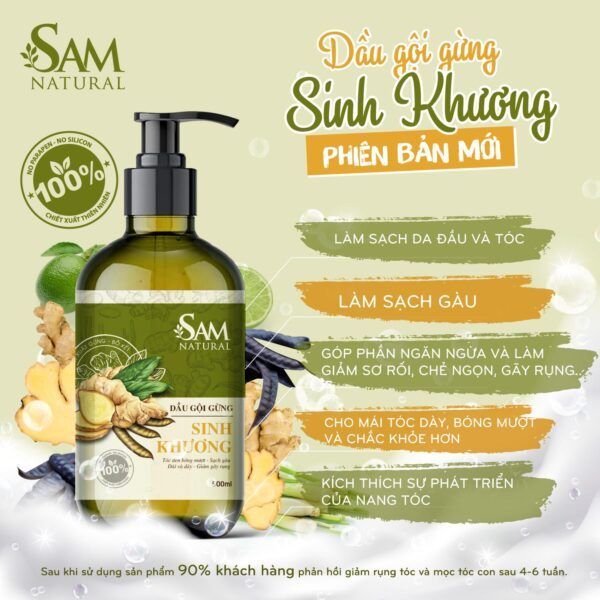 Hình ảnh chân thực bộ đôi Dầu Gội Sinh Khương Sam Natural