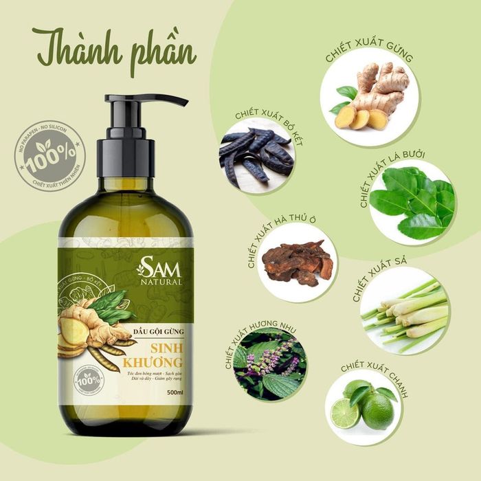 Hình ảnh thực tế Dầu Gội Sinh Khương Sam Natural chính hãng