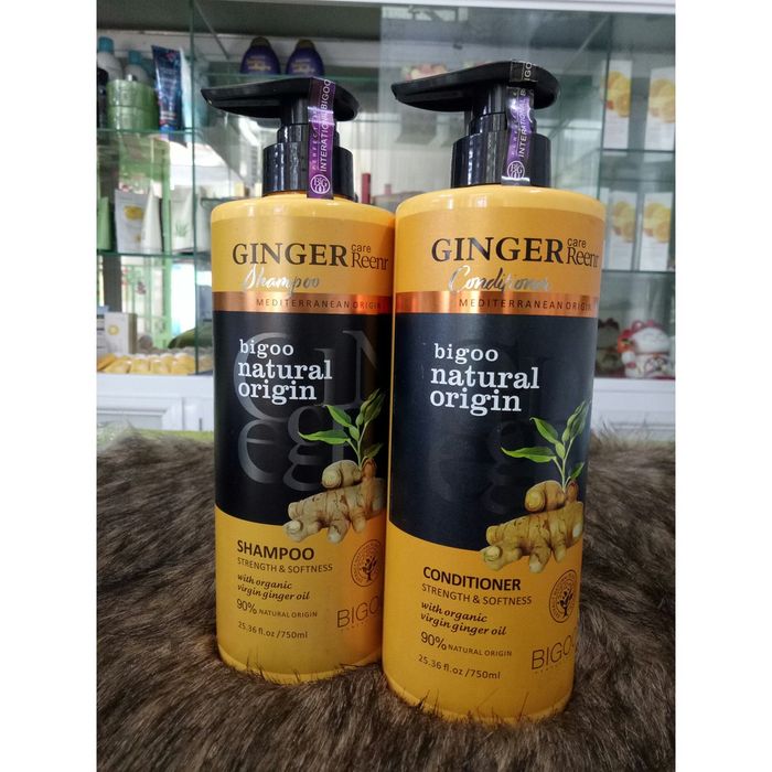 Hình ảnh thực tế bộ đôi dầu gội xả gừng tươi Bigoo Natural Origin