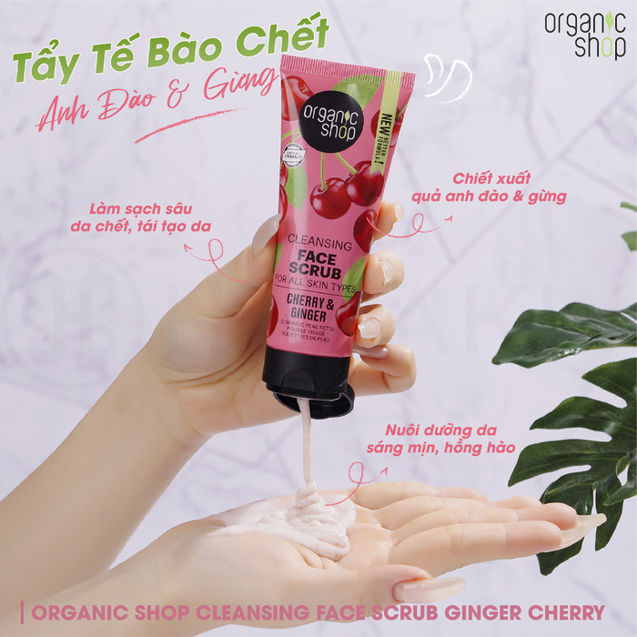 Tẩy Tế Bào Chết Da Mặt Organic Shop Gừng & Cherry 75ml