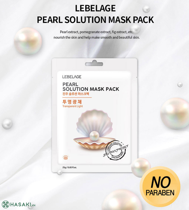 Sản phẩm Mặt Nạ Lebelage Pearl Solution Mask Pack Ngọc Trai Cấp Ẩm, Dưỡng Sáng Da 25g hiện đã có mặt tại Hasaki