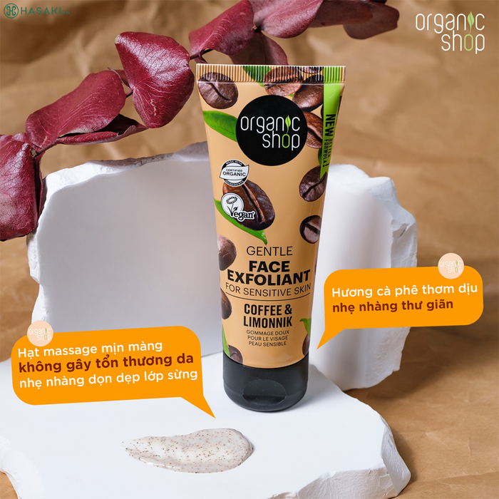 Tẩy Da Chết Cho Mặt Organic Shop Soft Face Gommage Morning Coffee 75ml 