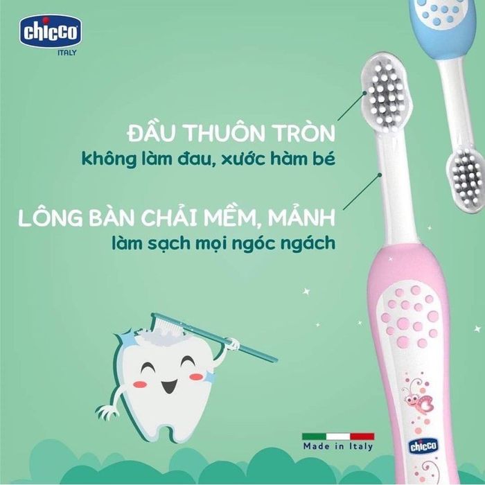 Hình ảnh thực tế bàn chải Chicco Italy từ nhiều góc nhìn