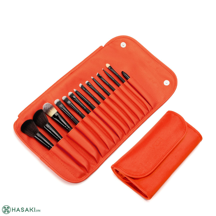 Bộ Cọ Trang Điểm Vacosi Mars Mission Brush Set 14 Cây BC36 (Bóp Da Cam) 