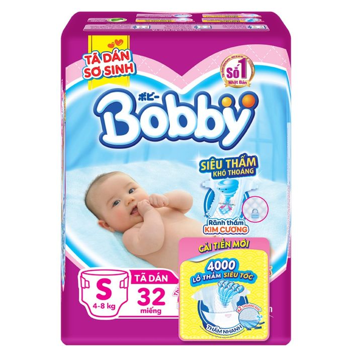 Tã dán sơ sinh Bobby ảnh 1 - Thiết kế mềm mại với công nghệ thấm hút 3D, mang lại sự thoải mái tuyệt đối cho làn da nhạy cảm của trẻ sơ sinh.