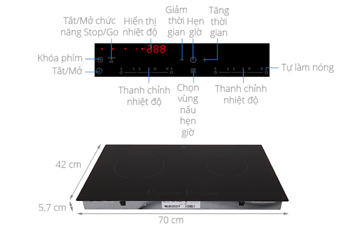 Bếp hồng ngoại âm 2 vùng nấu Electrolux EHC7240BA