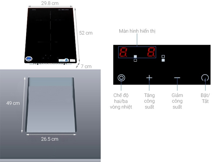 Bếp hồng ngoại Malloca MDR 302 được trang bị bảng điều khiển cảm ứng nhạy bé