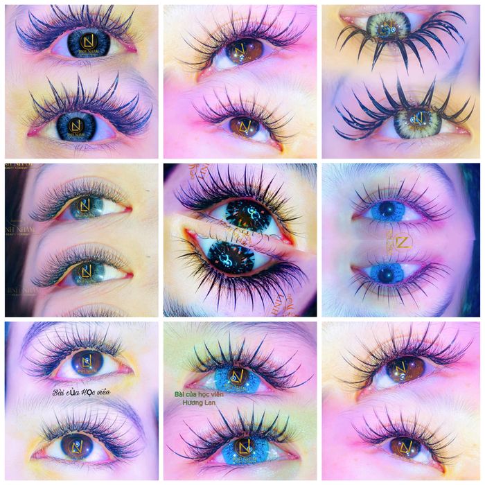 Hình ảnh học viên thực hành nối mi chuyên nghiệp tại Linh Nhâm Beauty Academy