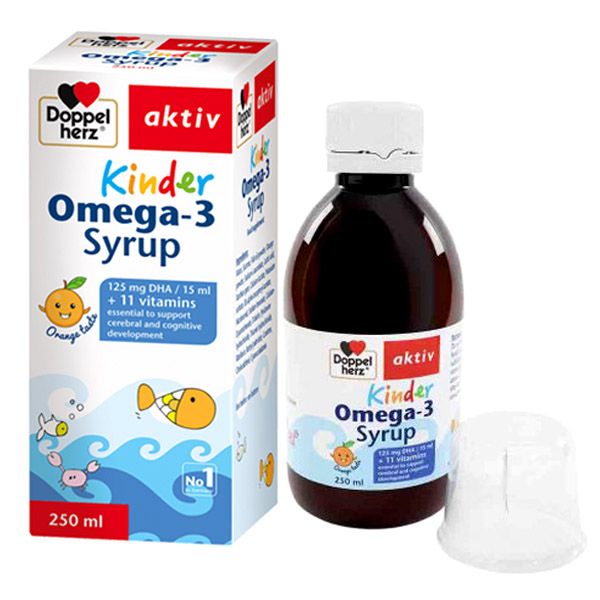Hình ảnh chính hãng Doppelherz Kinder Omega 3 Syrup - thiết kế chai sang trọng