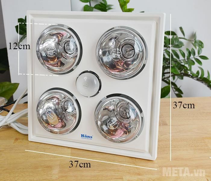 Đèn sưởi nhà tắm - Đèn sưởi hồng ngoại Hans 4 bóng (loại ốp âm)