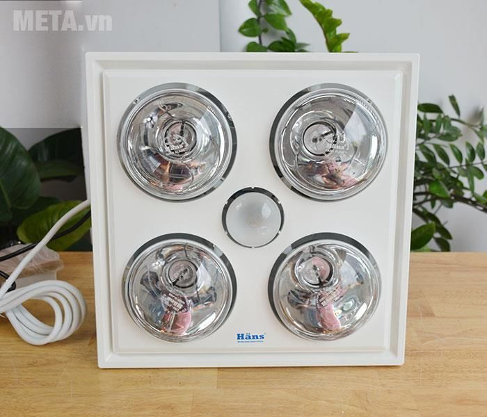 Đèn sưởi nhà tắm - Đèn sưởi hồng ngoại Hans 4 bóng (loại ốp âm)