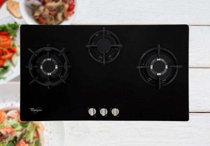 Bếp gas âm Whirlpool 90cm 3B mặt kính AKC930C/BLV thiết kế hiện đại