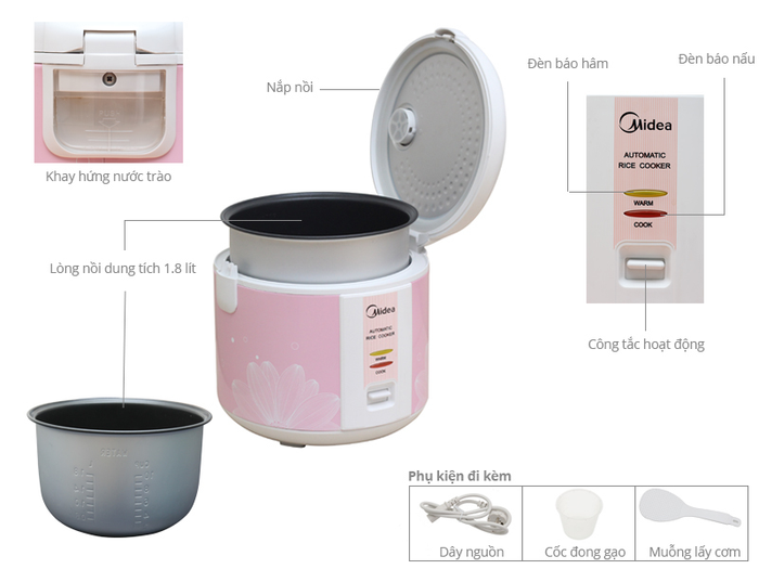 Nồi cơm điện Midea 1.8 lít MR-CM1805