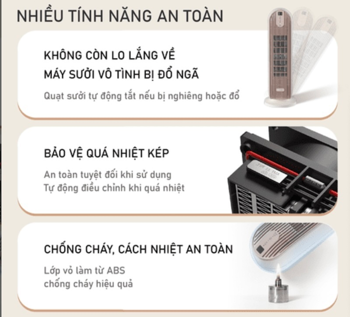 Ưu điểm của quạt sưởi gốm Bear DNQ-C20H5 (Ảnh: bearvietnam).