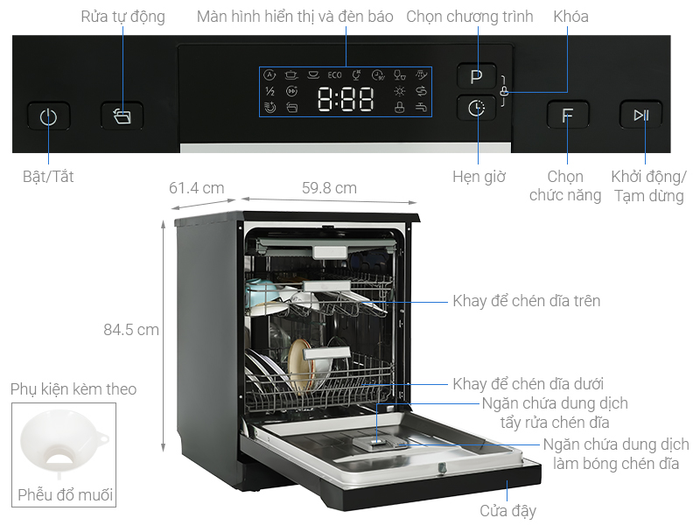 Hình ảnh thực tế máy rửa chén Hafele HDW-F60EB - Thiết kế nguyên khối sang trọng