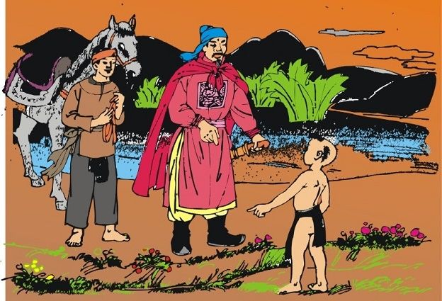 Tranh minh họa: Cậu bé thông minh giải đố cùng triều đình