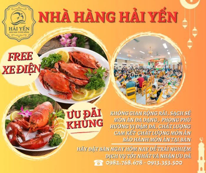 Không gian thưởng thức hải sản tươi sống tại Hải Yến Restaurant