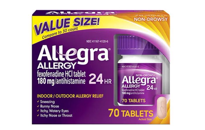 Hình ảnh chi tiết viên uống Allegra Allergy 24hr - góc cận cảnh