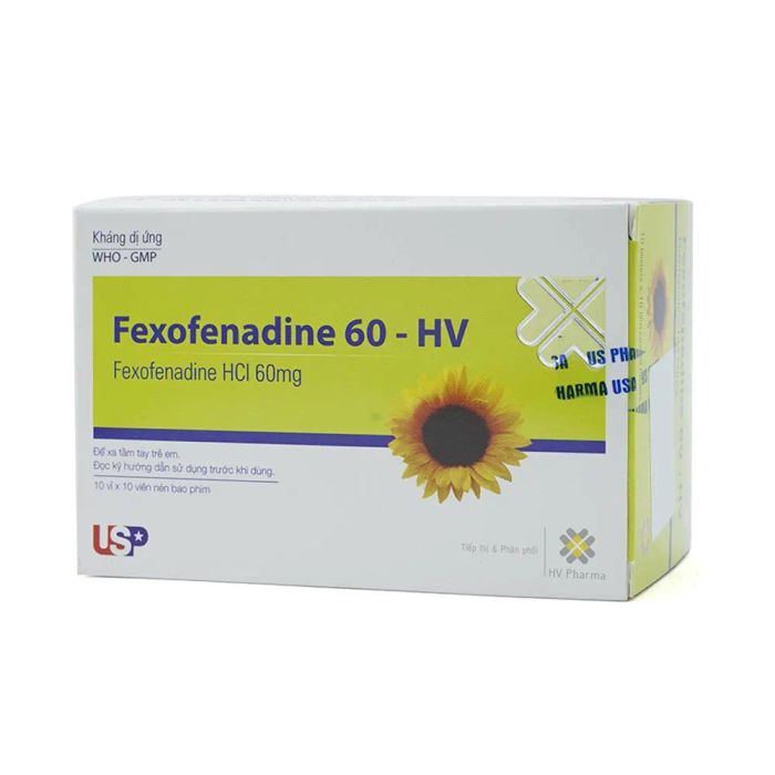 Hình ảnh bao bì thuốc Fexofenadine chính hãng