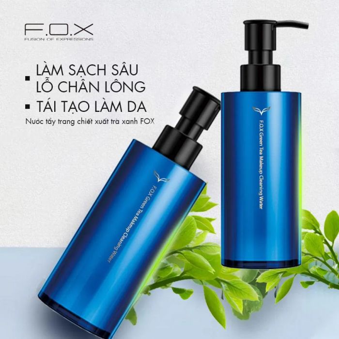 F.O.X Green Tea Cleansing Water - Người bạn đồng hành không thể thiếu cho quy trình chăm sóc da, đặc biệt hiệu quả với vùng mắt và môi nhạy cảm.