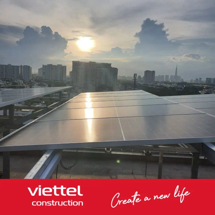 Hình ảnh hệ thống điện mặt trời tiêu biểu của Viettel Construction