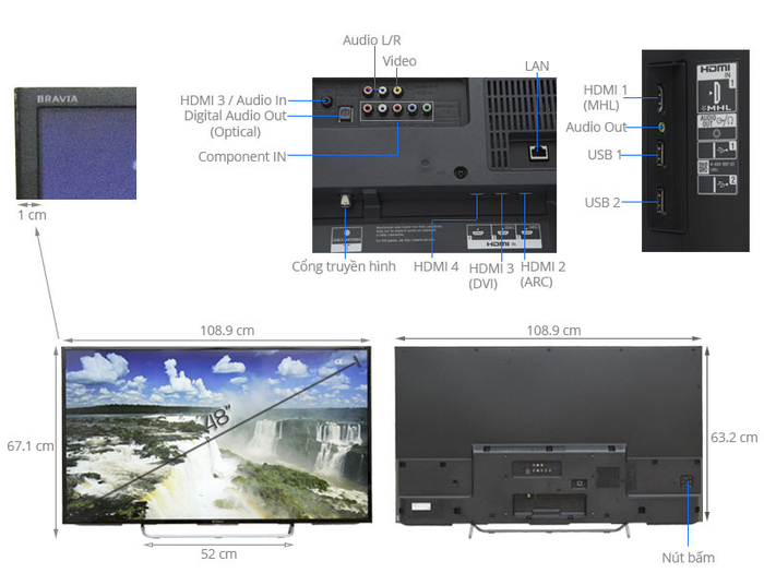 Internet Tivi Sony 48 inch KDL-48W700C