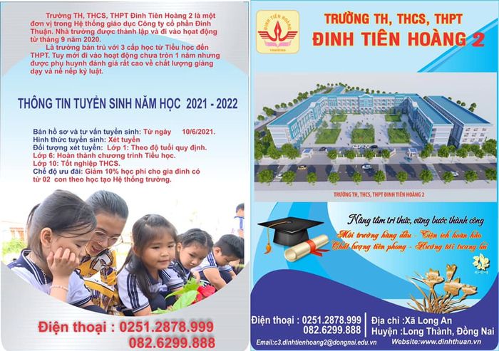 Hình ảnh Trường Đinh Tiên Hoàng 2 - Không gian học tập chuẩn quốc tế