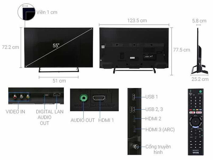 Internet Tivi Sony 4K 55 inch KD-55X7000E