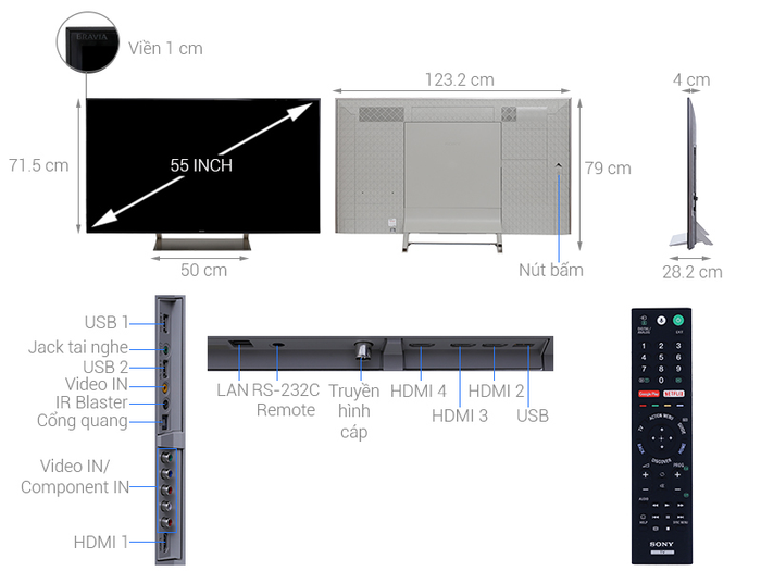 Smart Tivi Sony 4K 55 inch KD-55X9300E