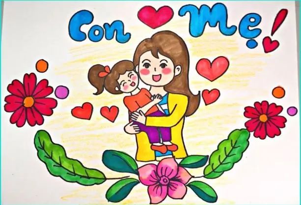 Hình ảnh: Tình yêu con dành cho mẹ qua nét vẽ hồn nhiên