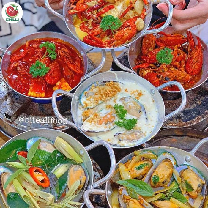 Không gian tiệc nướng tại Chilli Quán