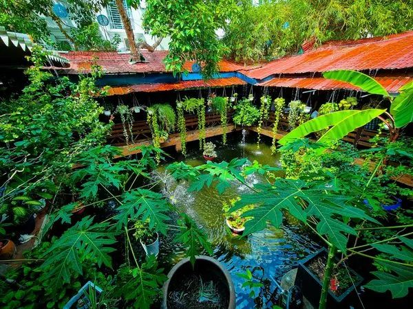 Không gian xanh mát tại Quán Nhà Sàn
