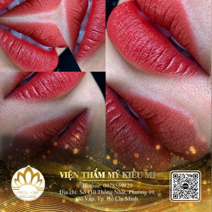 Hình ảnh quy trình phun xăm chuyên nghiệp tại Kiều Mi Beauty Academy
