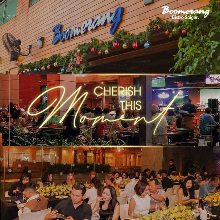 Góc nhìn toàn cảnh về không gian ấm cúng của Boomerang Bistro Saigon