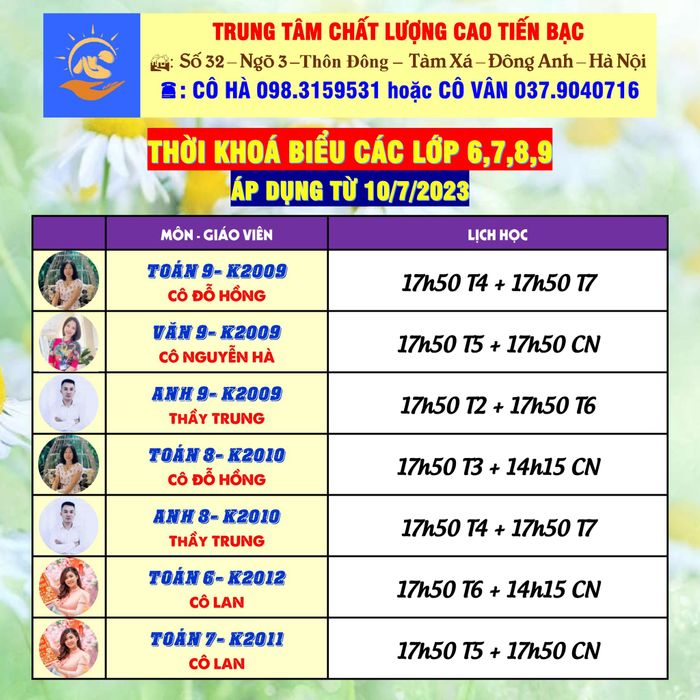 Hình ảnh lớp học tại Trung tâm Chu Văn An - Tiến Bạc