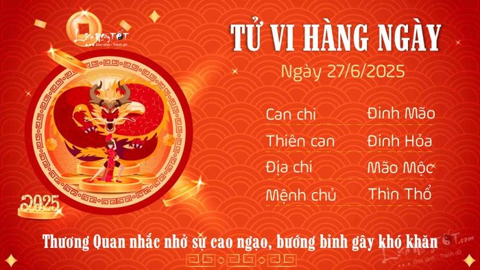 Tử vi hôm nay 27/6/2025 của 12 con giáp - Tuổi Thìn