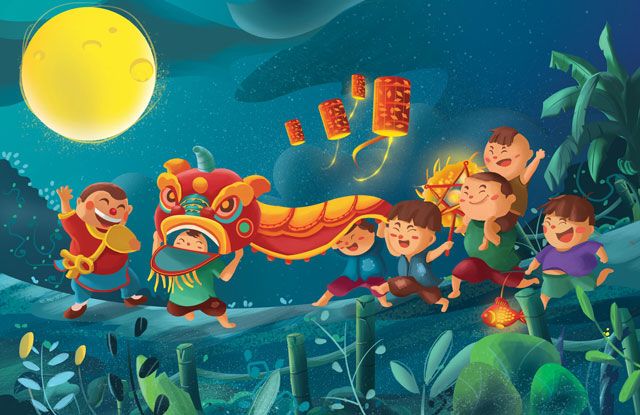 Hình ảnh minh họa sống động về đêm Trung Thu quê hương (Nguồn: Internet)