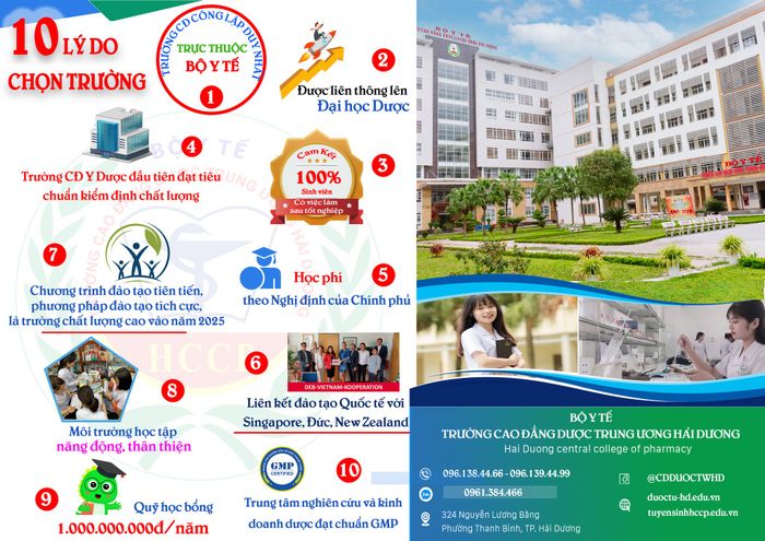 Hình ảnh khuôn viên xanh mát của Cao Đẳng Dược Trung Ương Hải Dương