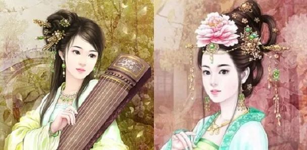 Tranh minh họa đôi chị em Thúy Kiều - Thúy Vân